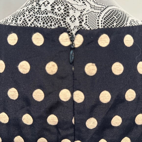 Ann Taylor Women Petite Sz:4 Black/ Cream Embroidered polka dot Sleeveless Dress - Picture 11 of 12